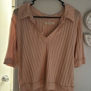 We The Free peach ribbed knit top